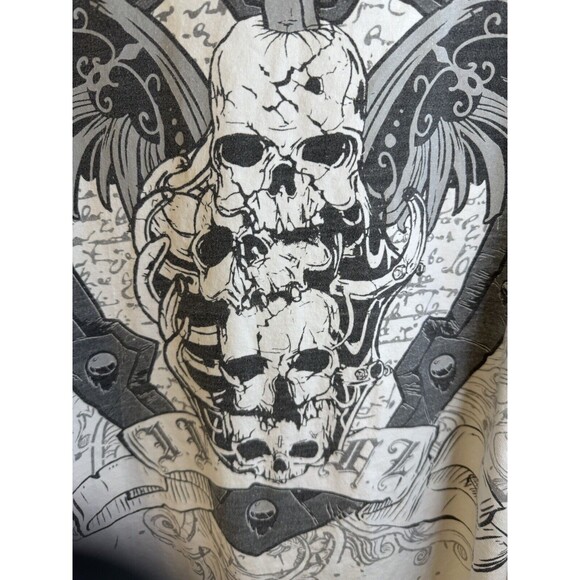 Four Fatherz Winged Skull And Dagger Y2K Hip Hop White T-Shirt - XXL - Picture 8 of 11